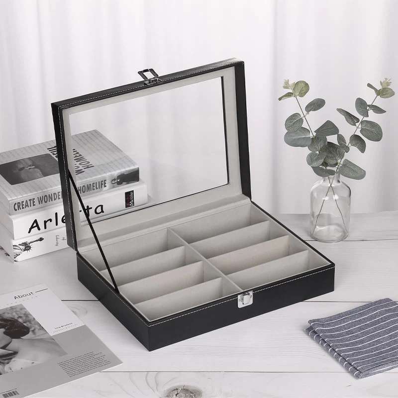 Leder-Organizer mit 8 Fächern für Sonnenbrillen